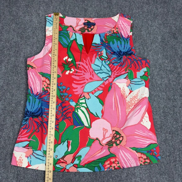 RSVP by Talbots Shirt Womens 14 Red Pink Floral Tropical Vacation Resort Preppy - Picture 7 of 7